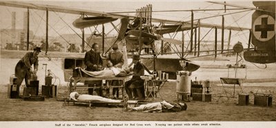 Staff of the Aerochir, French aeroplane designed for Red Cross work by French Photographer